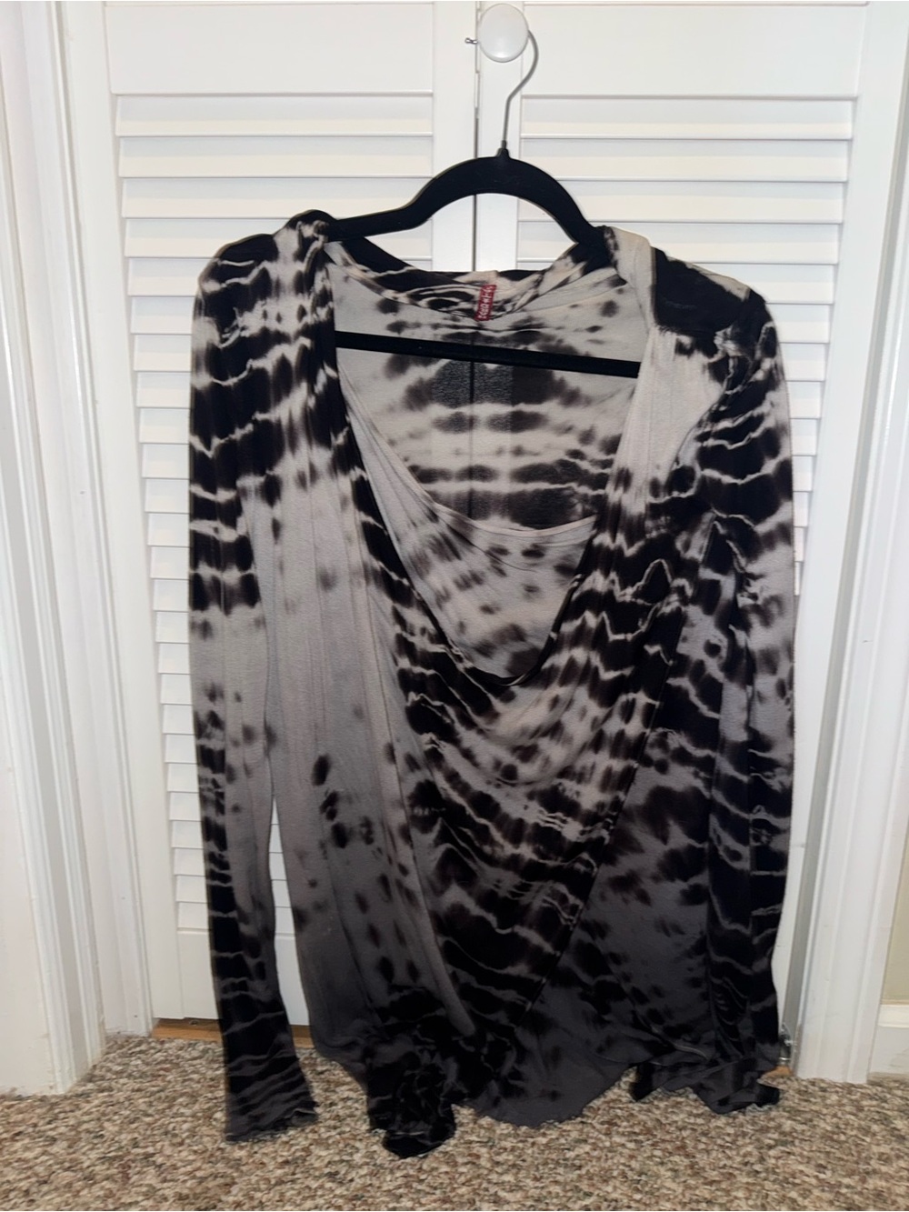 Hard Tail Black and Gray Tie-Dye Hooded Top